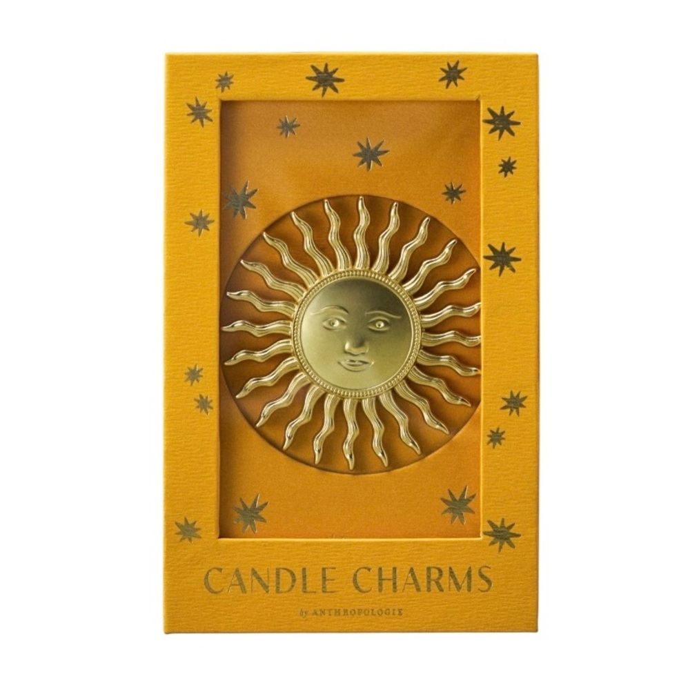 NWT Anthropologie Celestial Sun Candle Charm - gold yellow